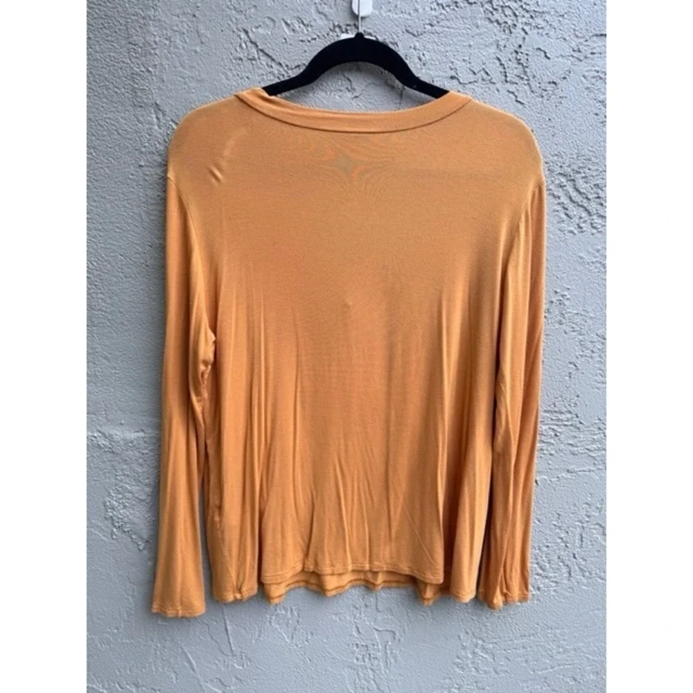 MTS Mustard Top Bamboo Boho Earthy Capsule Minimalist V-Neck Long Sleeve - Picture 5 of 7